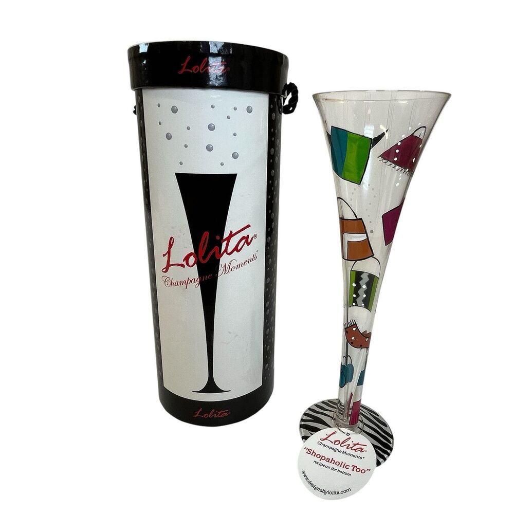 NIB LOLITA Champagne Moments SHOPAHOLIC TOO Champagne Flute W/ Recipe on‎ Bottom